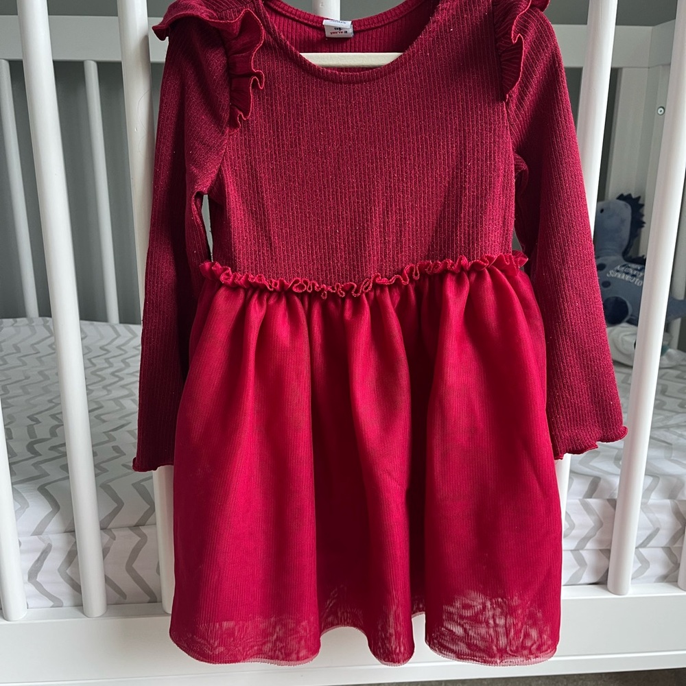 Old Navy Red Ruffle Holiday Dress 3T